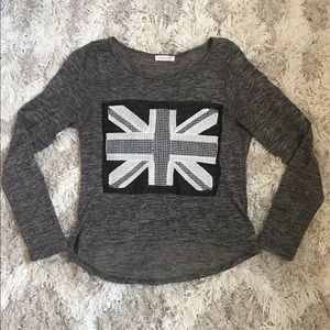 Grey British Flag Long Sleeve Top